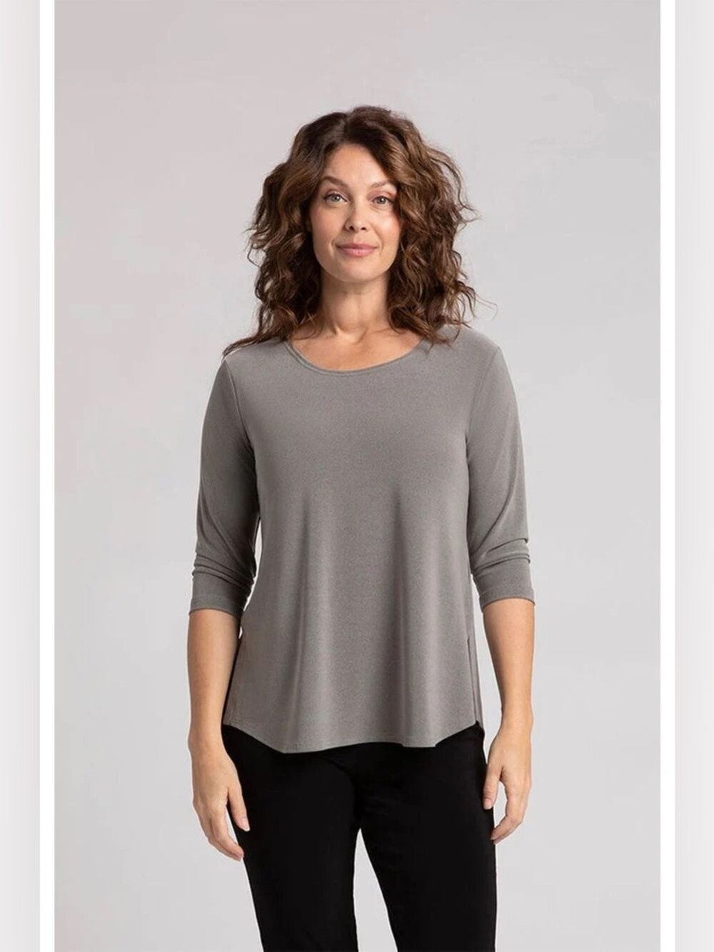 Sympli Go To Classic Relax 3/4 Sleeve Top Size 18 Silver